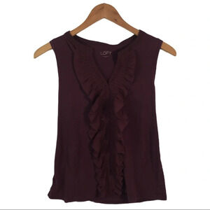 WS695 Ann Taylor LOFT Ruffled Sheer Blouse Top M